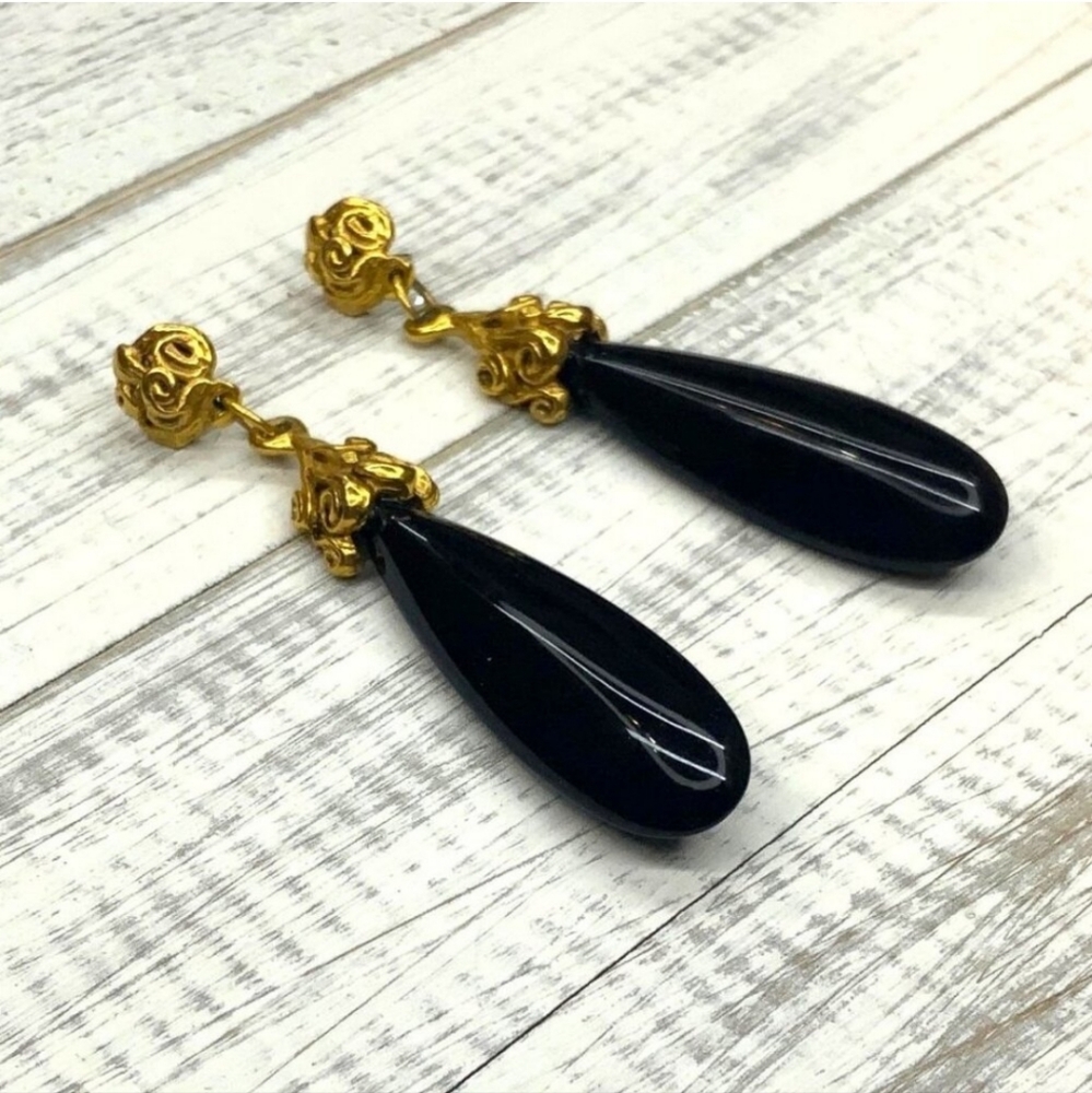 Elegant Black and Gold Drop Earrings